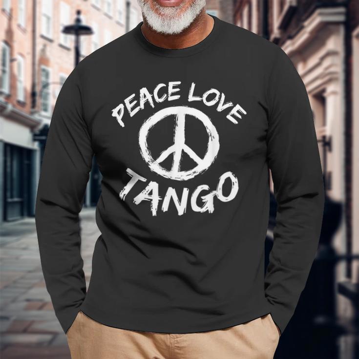 タンゴ ダンサー ダンス パートナー デザイン ピース ラブ タンゴ 長袖Tシャツ 高齢者への贈り物