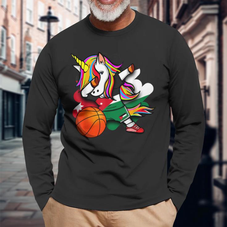 ダビングユニコーン ジョーダン バスケットボールファンジャージ ジョーダン国旗 長袖Tシャツ 高齢者への贈り物