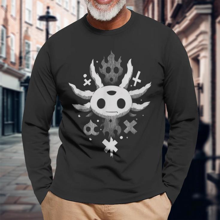 ダークオカルト アホロートル ゴシック クロス グランジ イラスト 長袖Tシャツ 高齢者への贈り物