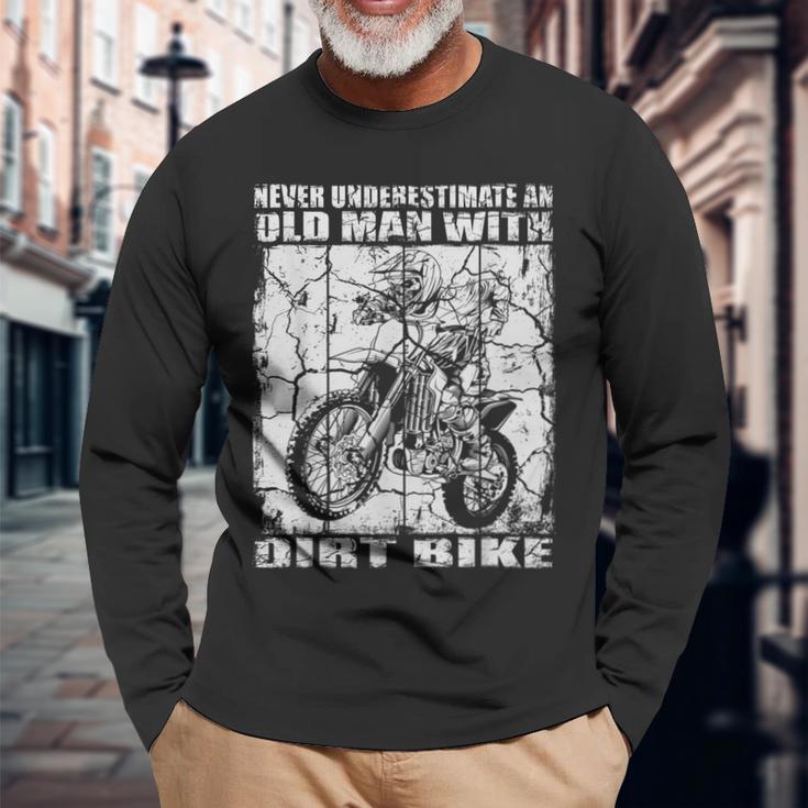 ダートバイクオールドマン 長袖Tシャツ 高齢者への贈り物