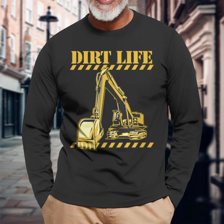 ダートライフ 建設掘削機 重機 オペレーター 長袖Tシャツ 高齢者への贈り物