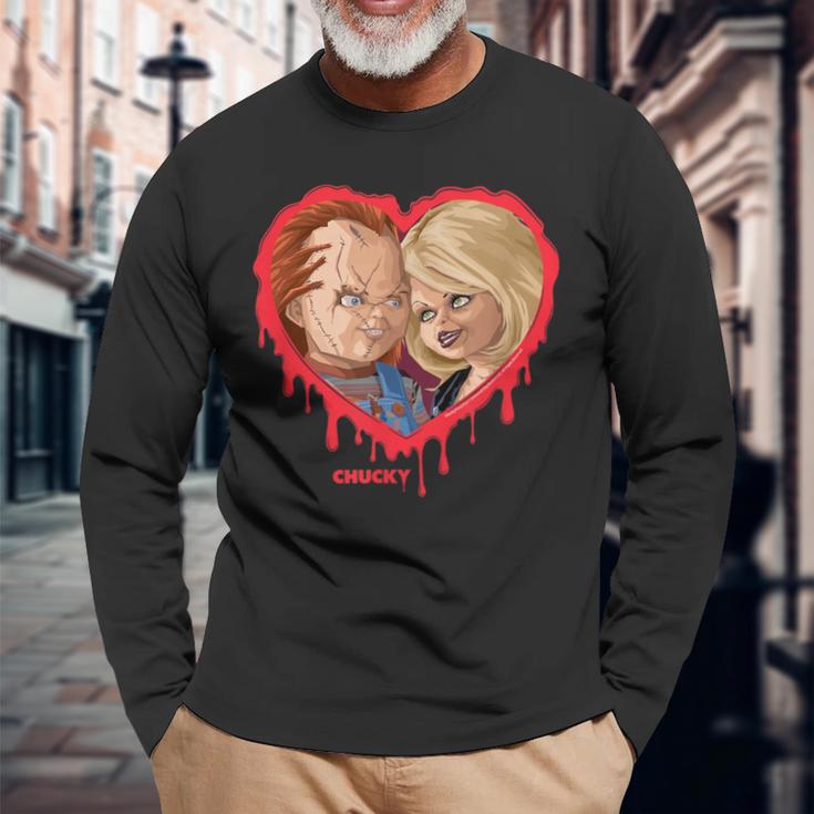 チャッキー＆ティファニーブリーディングハート 長袖Tシャツ 高齢者への贈り物