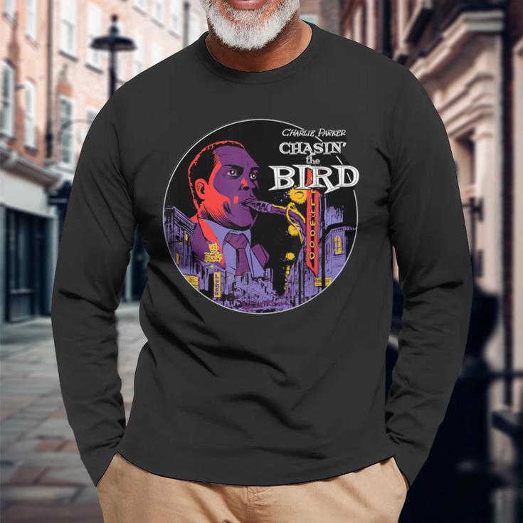 チャーリー・ チャシン ザ・バード ジャズミュージック 長袖Tシャツ 高齢者への贈り物