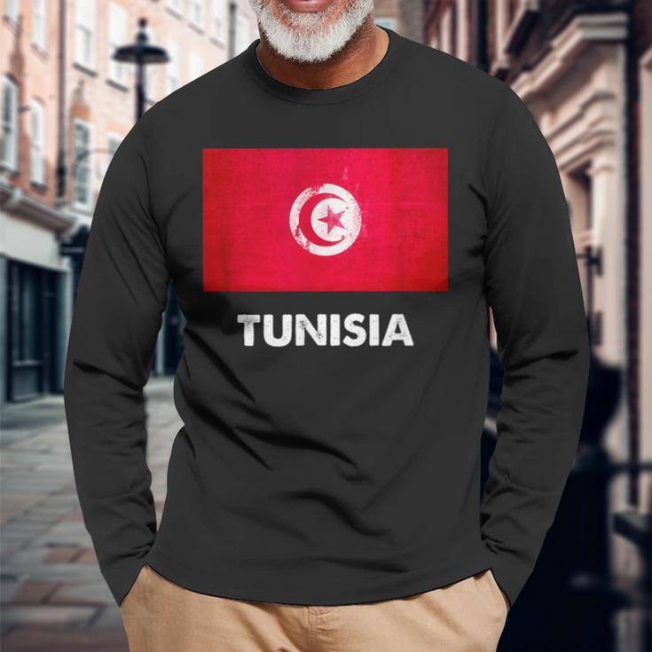 チュニジア国旗tシャツ 長袖Tシャツ 高齢者への贈り物