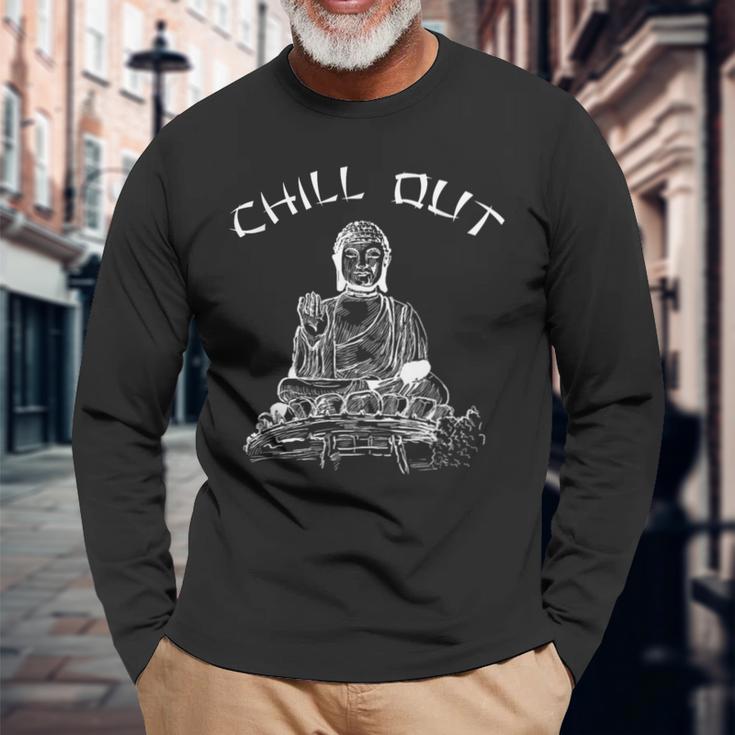 チルアウト仏像 長袖Tシャツ 高齢者への贈り物