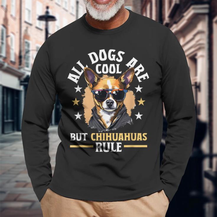 チワワ 犬種 ペット 全犬はかっこいいけどチワワのルール 長袖Tシャツ 高齢者への贈り物