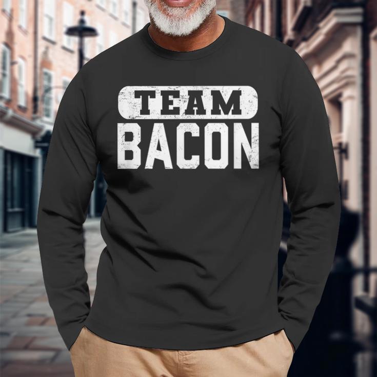 チームベーコンファニーベーコンラバー 長袖Tシャツ 高齢者への贈り物