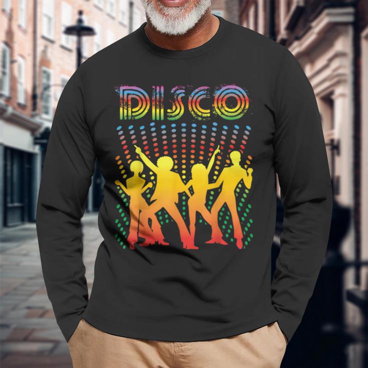 ディスコtシャツ ヴィンテージスタイルダンシングレトロディスコシャツ 長袖Tシャツ 高齢者への贈り物