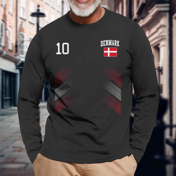 デンマーク サッカーファンジャージー デンマーク国旗 フットボール愛好家 長袖Tシャツ 高齢者への贈り物