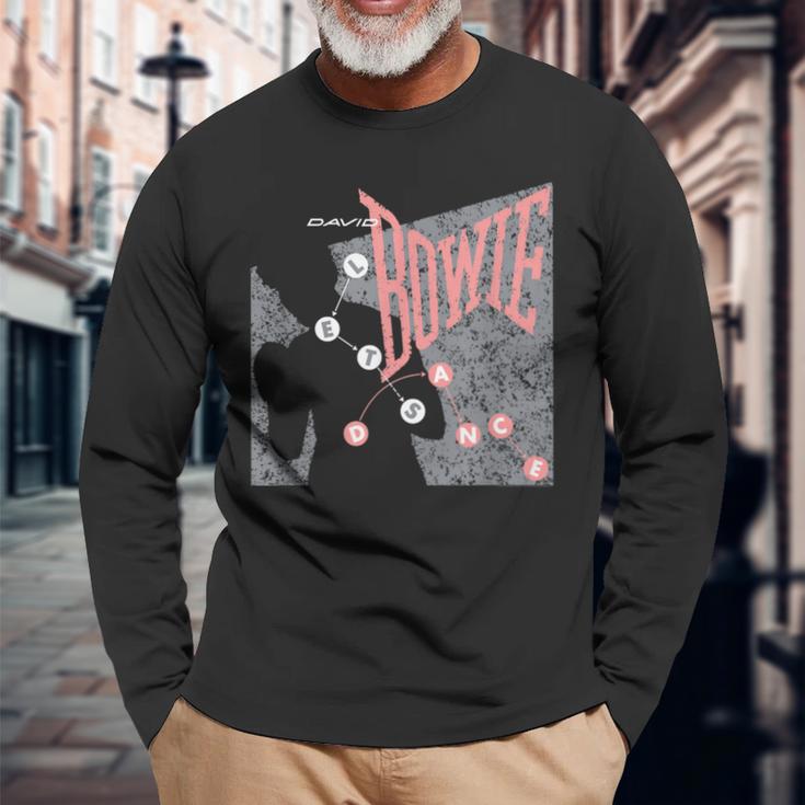 デヴィッド・ボウイ Let's Dance ピンクとグレー 長袖Tシャツ 高齢者への贈り物
