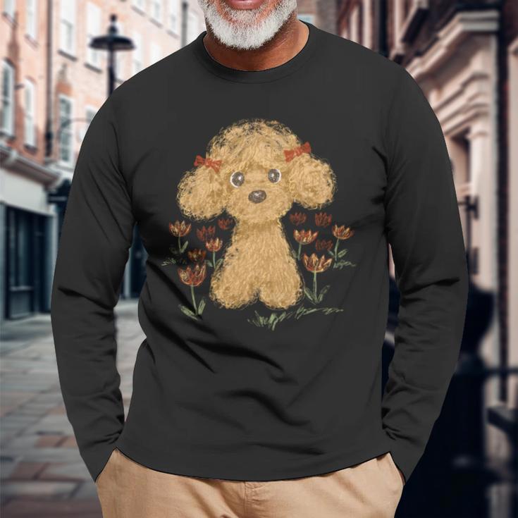 トイプードル かわいい いぬ 子犬 ペット おもしろ 動物 アート イラスト 長袖tシャツ 長袖Tシャツ 高齢者への贈り物