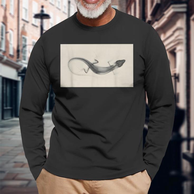 トカゲのレントゲン写真 長袖Tシャツ 高齢者への贈り物