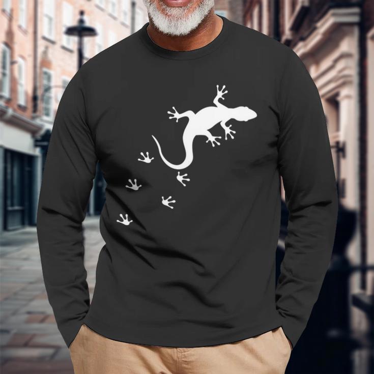 トカゲの跡 クライミング ヤモリ テラリウム 爬虫類 オーナー 長袖tシャツ 長袖Tシャツ 高齢者への贈り物