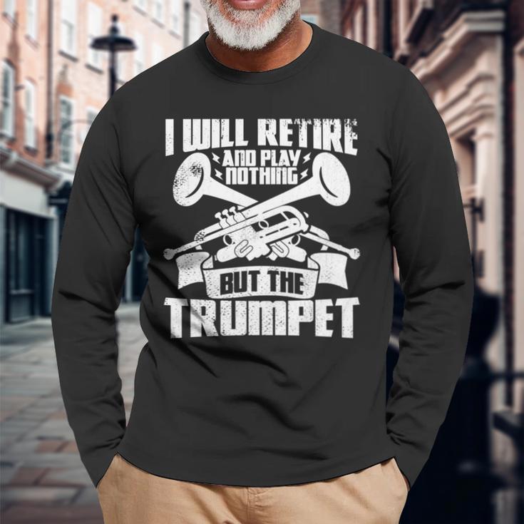 トランペットじいさん吹奏楽団マーチングバンド 長袖tシャツ 長袖Tシャツ 高齢者への贈り物