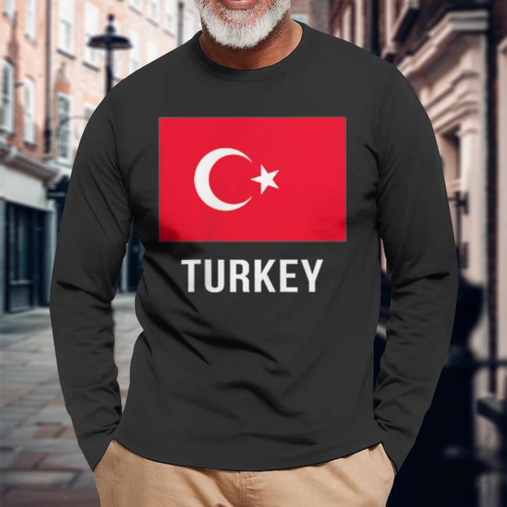 トルコの国旗 長袖Tシャツ 高齢者への贈り物