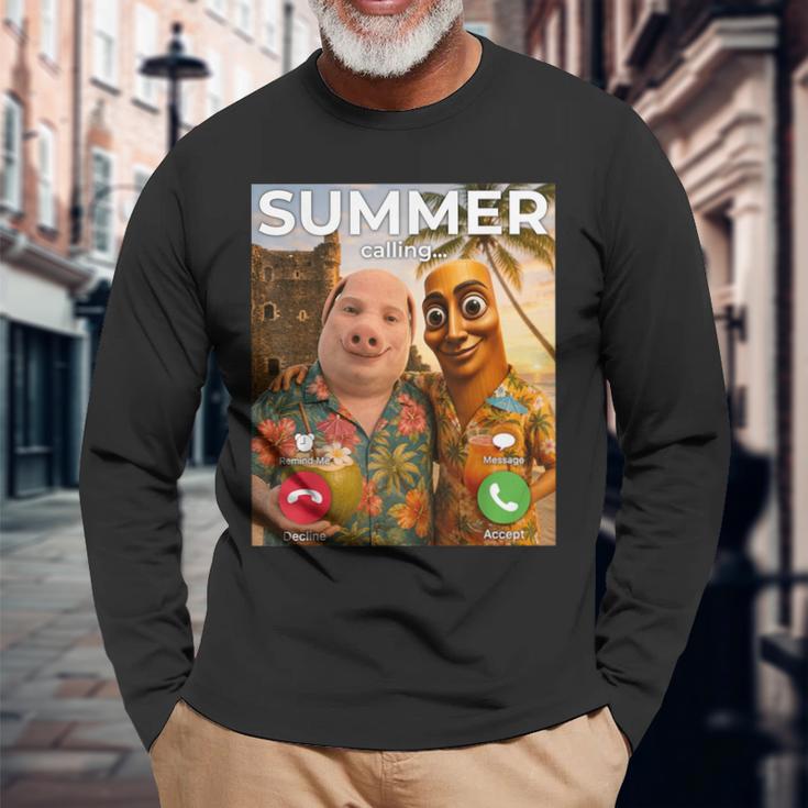 トロピカル ビーチ 夏 ミーム ジョーク トゥン サフール ジョン ポーク 面白い 長袖Tシャツ 高齢者への贈り物