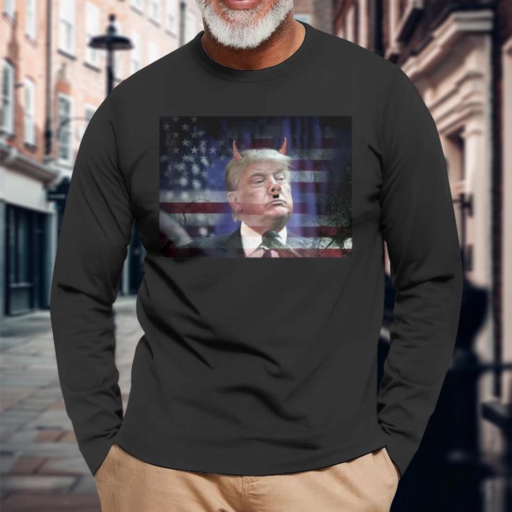 ドナルド・トランプ ブタ 動物 面白い 長袖Tシャツ 高齢者への贈り物