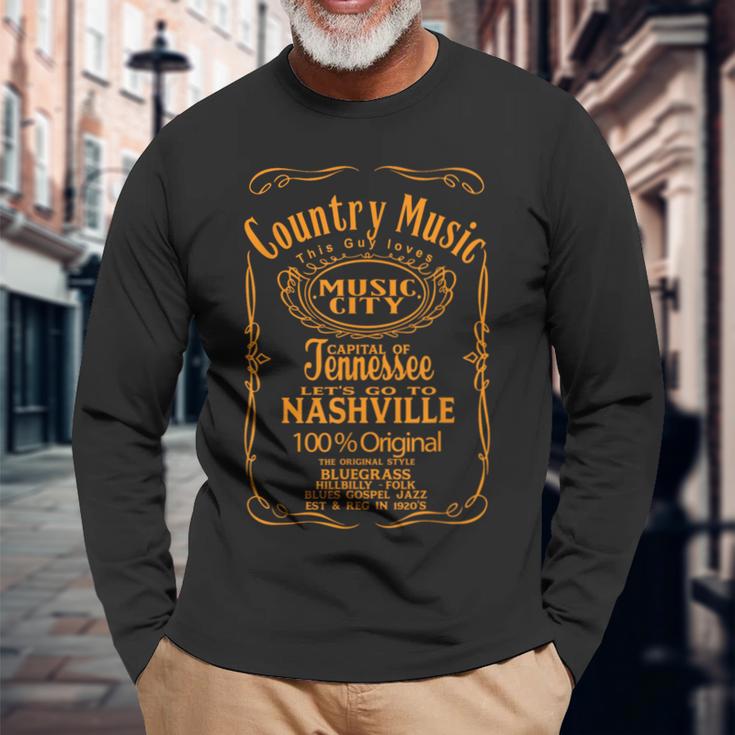 ナッシュビル テネシー Usa カントリー & ウエスタン ミュージック バンドウェア 長袖Tシャツ 高齢者への贈り物