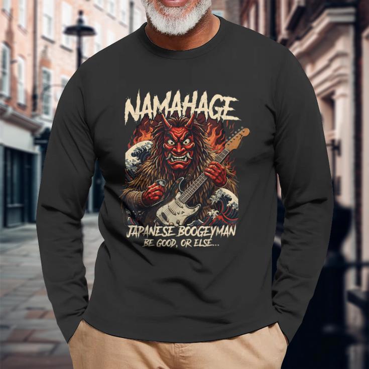 ナマハゲ ロックスター 日本のブギーマン 長袖Tシャツ 高齢者への贈り物