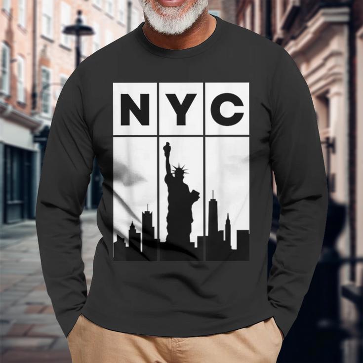ニューヨークシティ Nyc スカイライン エンパイアステートビル 長袖Tシャツ 高齢者への贈り物