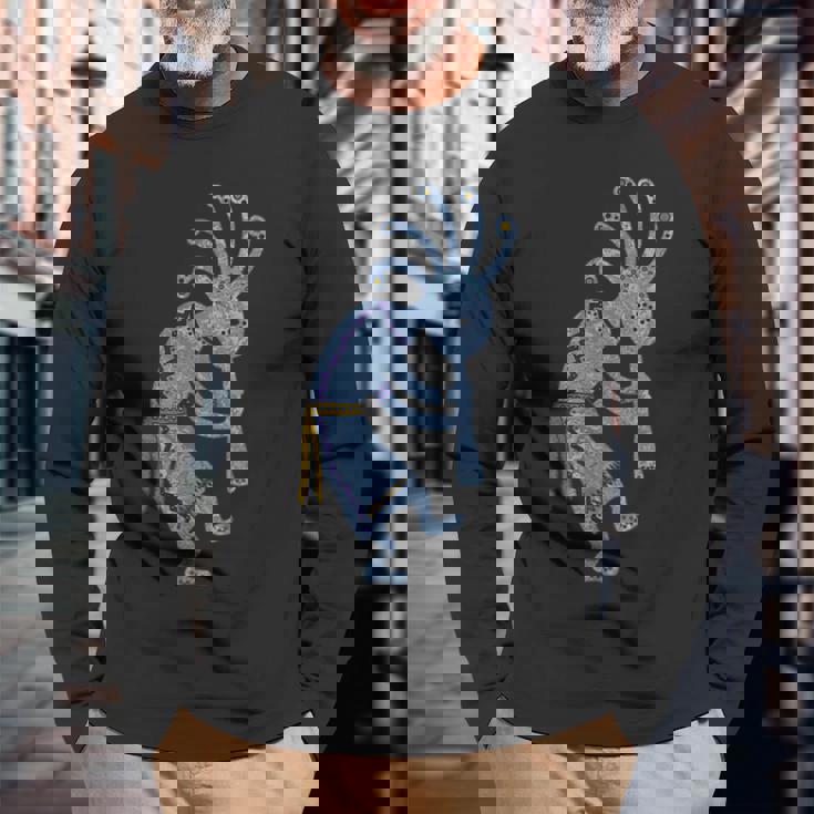 ネイティブアメリカン プエブロ カチナ スピリット ココペリ 3 長袖Tシャツ 高齢者への贈り物