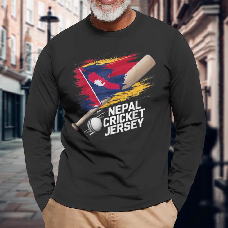 ネパール クリケットジャージ 2024 ネパールのクリケットフラッグ 長袖Tシャツ 高齢者への贈り物