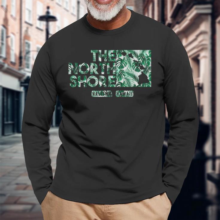 ノースショア ハワイ モンステラリーフ 長袖Tシャツ 高齢者への贈り物