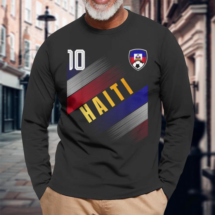 ハイチ国旗 ハイチのプライド愛好家 長袖Tシャツ 高齢者への贈り物