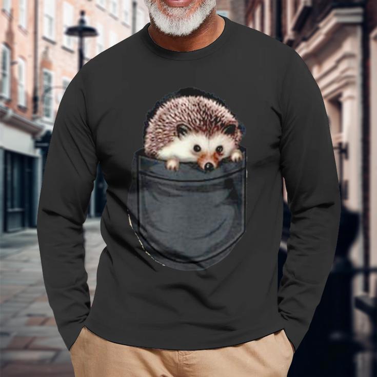 ハリネズミポケット 長袖Tシャツ 高齢者への贈り物