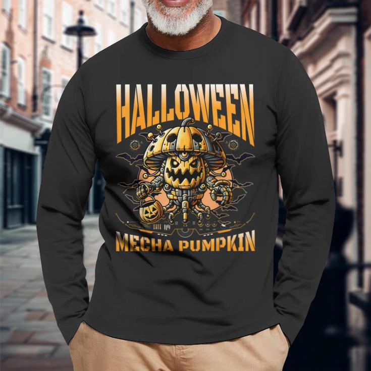 ハロウィンメカかぼちゃロボットsfホラー 長袖Tシャツ 高齢者への贈り物