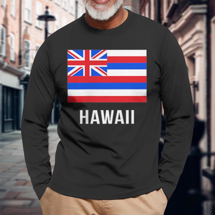 ハワイハワイの旗 長袖Tシャツ 高齢者への贈り物