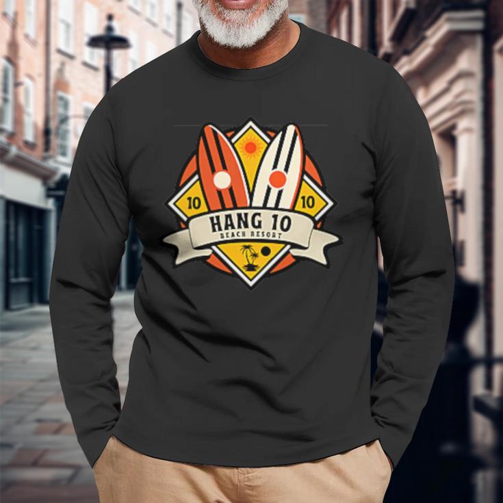 ハング10 サーフボード サーフ サーフィン サーファー 長袖Tシャツ 高齢者への贈り物