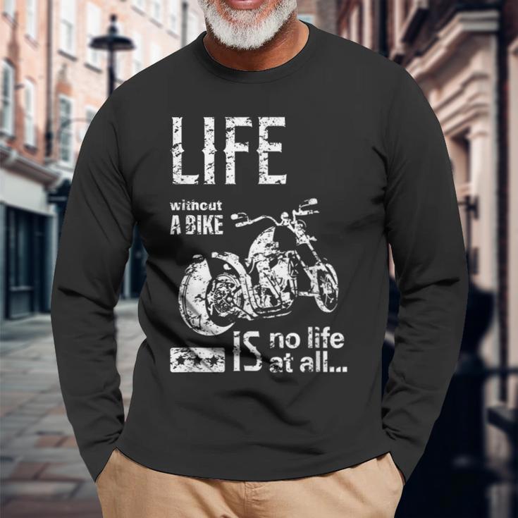 バイク オートバイ アメリカン クルーザー モーターサイクル おしゃれ ダメージ デザイン 長袖Tシャツ 高齢者への贈り物