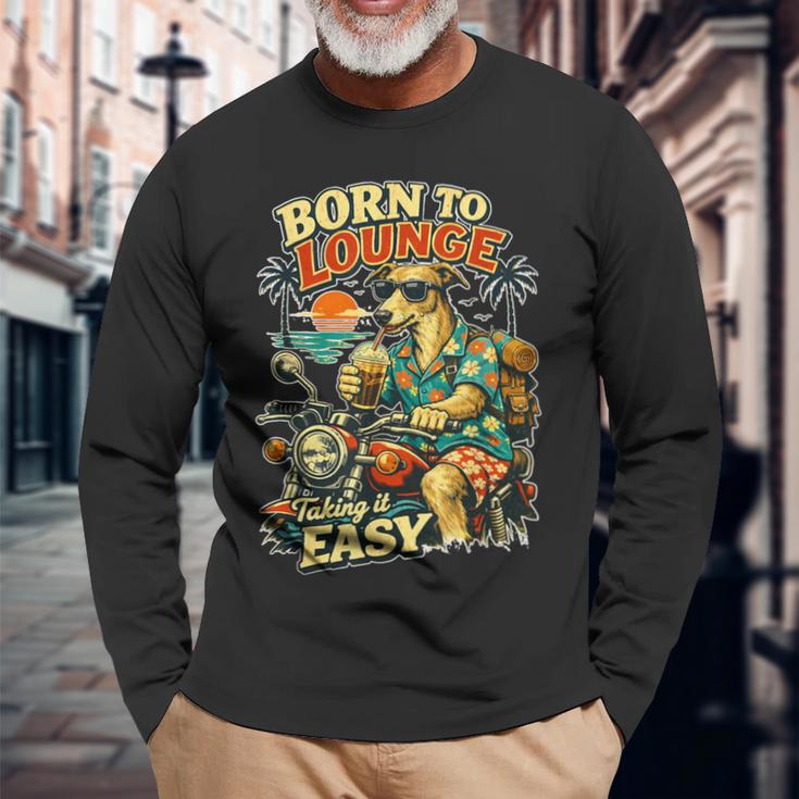 バイクでアイスコーヒーを飲むラーチャー面白いdigor 長袖Tシャツ 高齢者への贈り物