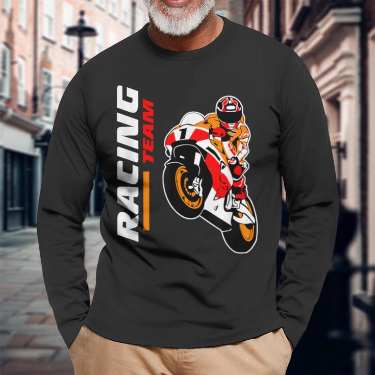 バイクレース Motorcycle Racing 長袖Tシャツ 高齢者への贈り物