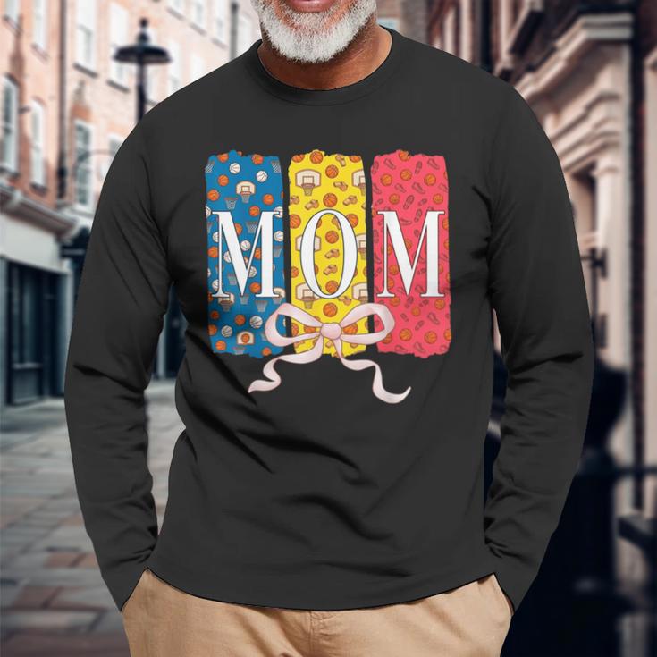 バスケットボールママコケットボウバスケットボールボール柄母の日 長袖Tシャツ 高齢者への贈り物