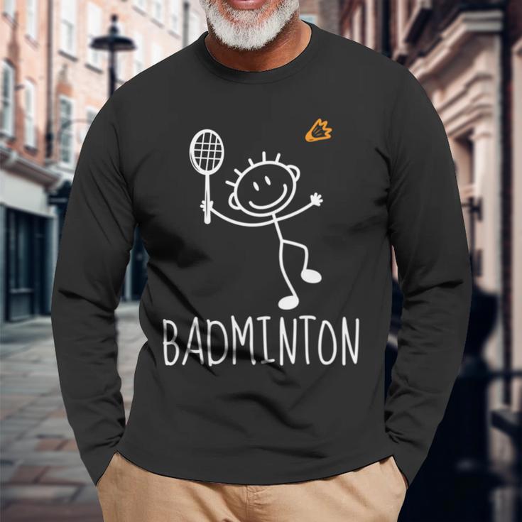 バドミントンプレーヤー バドミントンラケット シャトルコック バーディースポーツ 長袖tシャツ 長袖Tシャツ 高齢者への贈り物