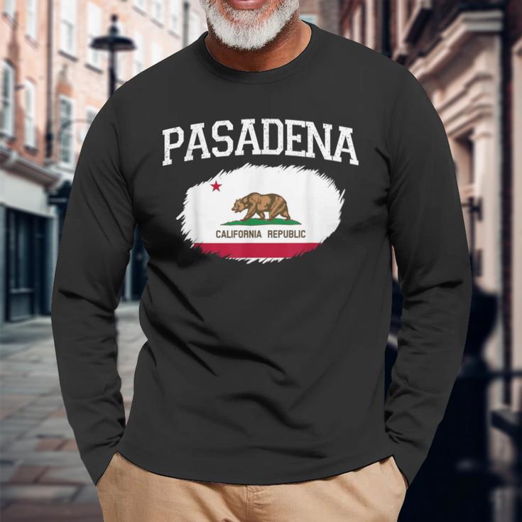 パサデナ カリフォルニア州旗 ビンテージ Usa スポーツ メンズ レディース 長袖Tシャツ 高齢者への贈り物