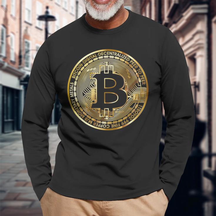 ビットコインbtcコイン暗号トレーダーBitcoinフューチャーフリーダムギフト 長袖Tシャツ 高齢者への贈り物
