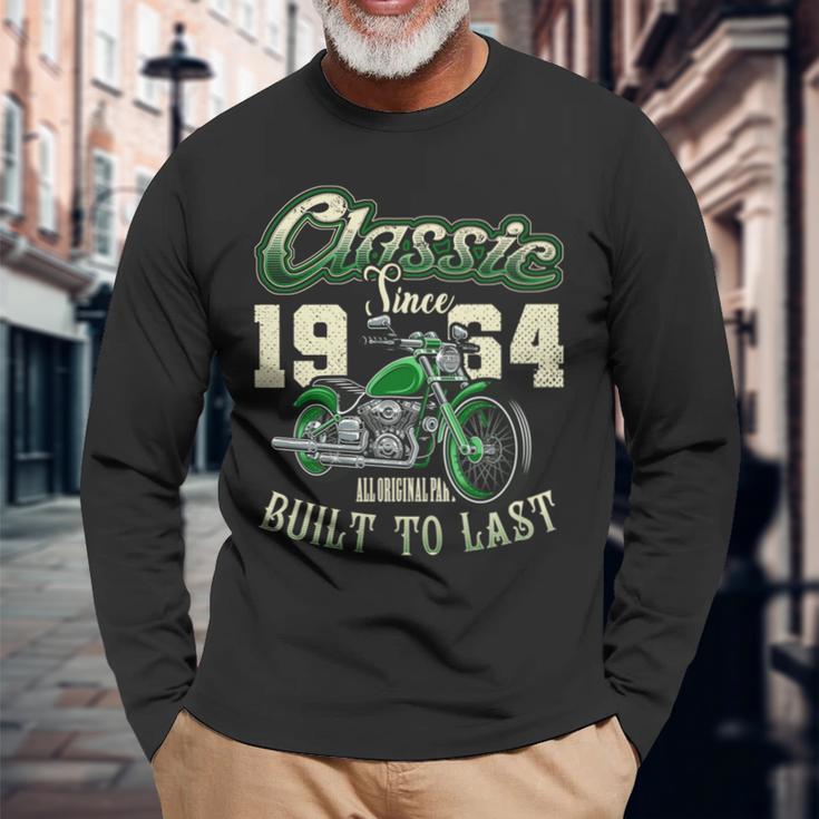 ビンテージ バイク バイカー バイクの誕生日 1964 年生まれ 長袖tシャツ 長袖Tシャツ 高齢者への贈り物