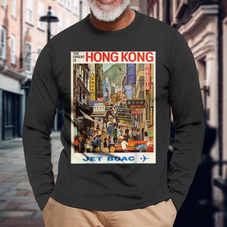 ビンテージポスター 香港レトロtシャツ 長袖Tシャツ 高齢者への贈り物