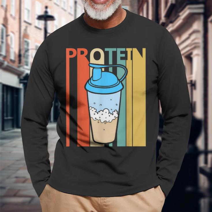 ビンテージ・スタイル タンパク質 長袖Tシャツ 高齢者への贈り物