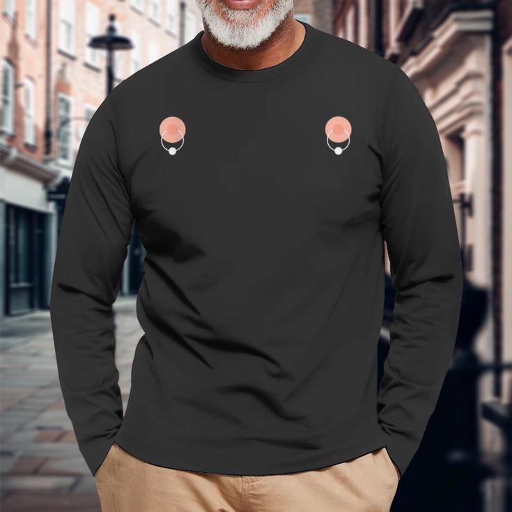 ピアスニップル ボディピアスファニー 長袖Tシャツ 高齢者への贈り物