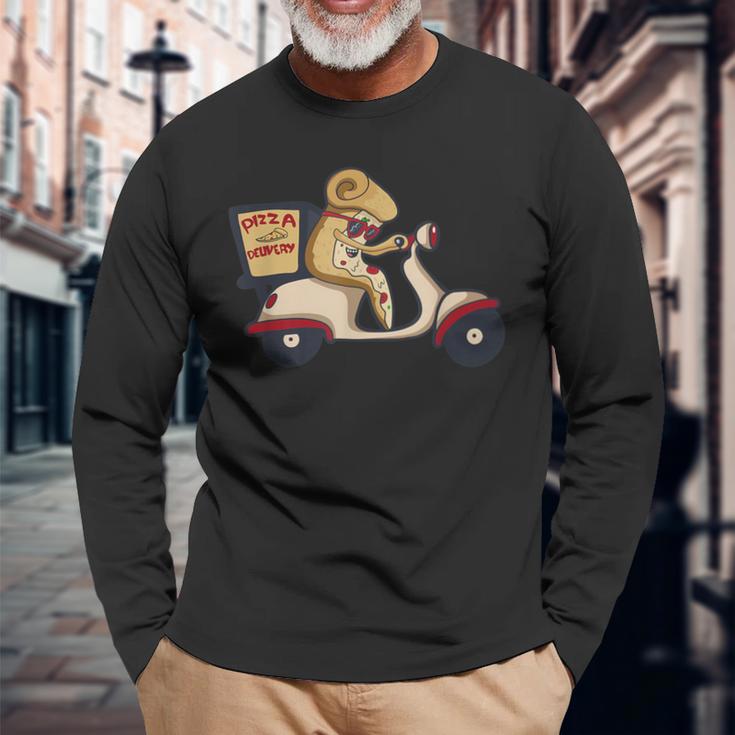 ピザデリバリースクーター イタリア料理 レディース メンズ 長袖Tシャツ 高齢者への贈り物