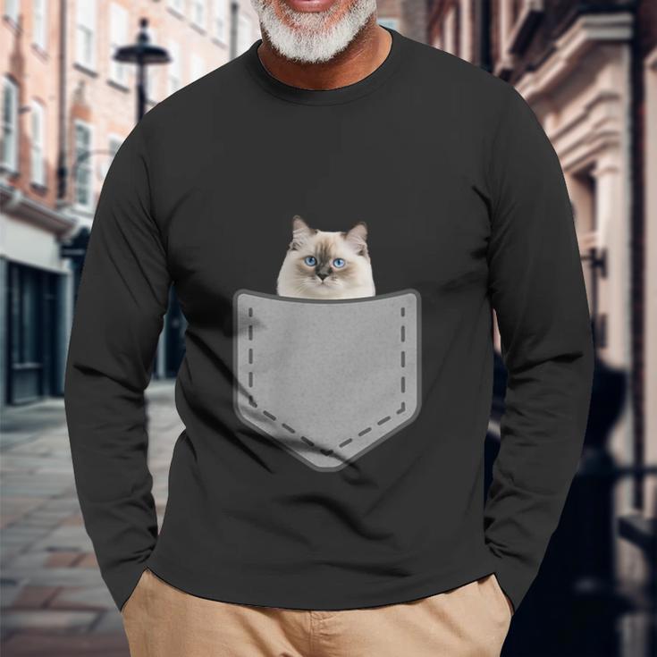 ファニーラグドール猫 長袖Tシャツ 高齢者への贈り物