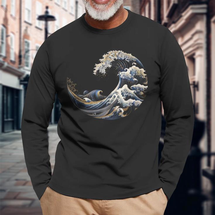 フィボナッチ数列カナガワウェーブ 長袖Tシャツ 高齢者への贈り物