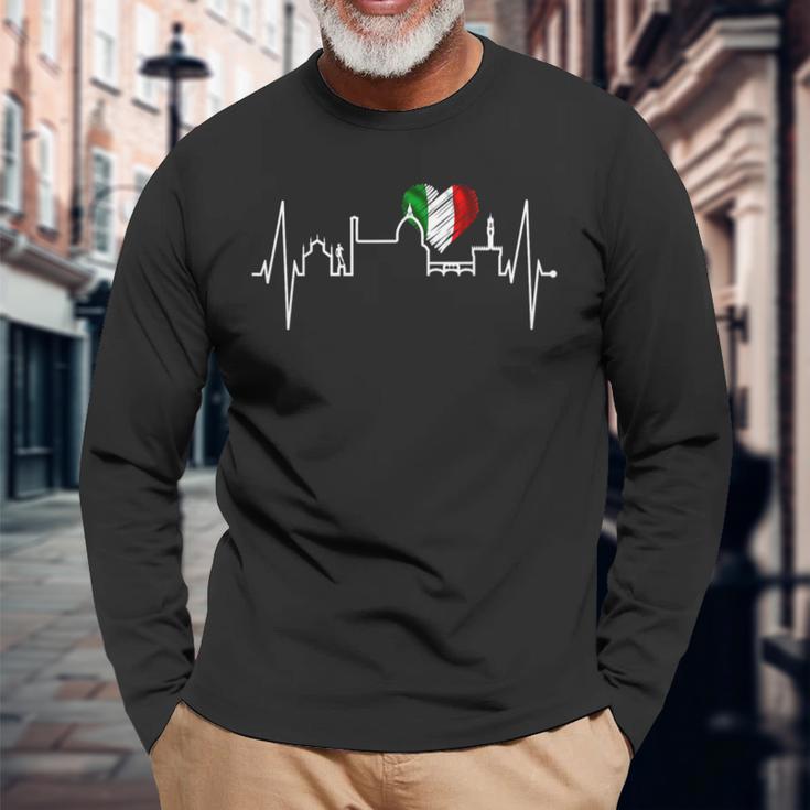 フィレンツェのスカイライン イタリア ハートビート フィレンツェ大好きi Love Firenze 長袖Tシャツ 高齢者への贈り物