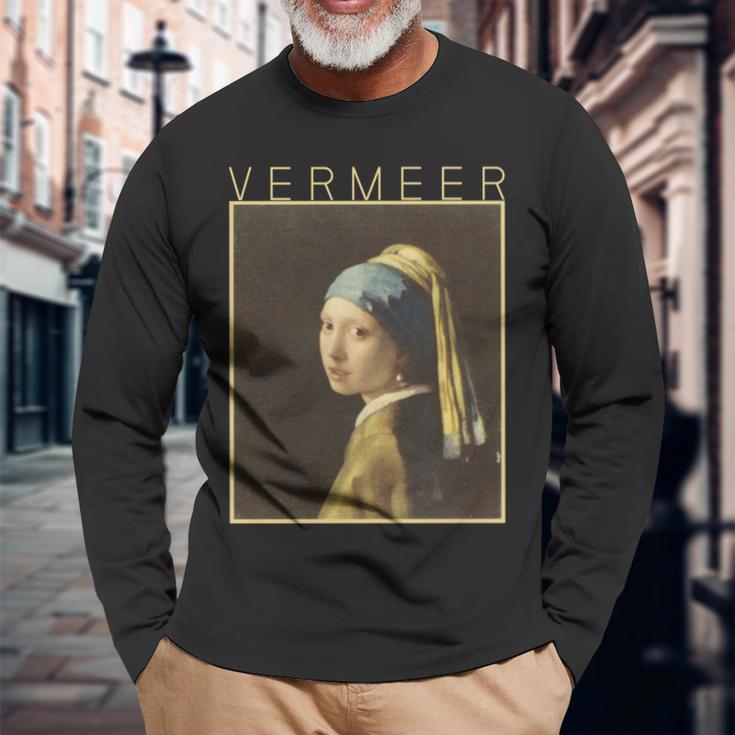 フェルメール 真珠の耳飾りの少女 面白いtシャツ 絵画 アート メンズ 面白い 服 美術 グッズ 油彩画 長袖tシャツ 長袖Tシャツ 高齢者への贈り物