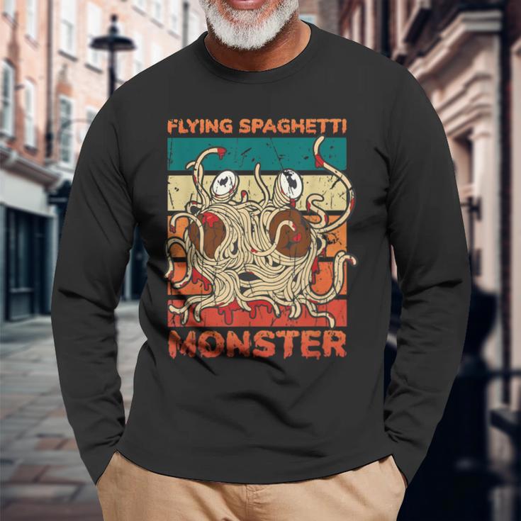 フライングスパゲッティモンスター モンスター 長袖Tシャツ 高齢者への贈り物
