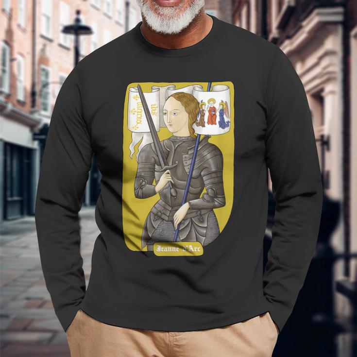 フランスのヒロインの聖ジャンヌ・ダルク 長袖Tシャツ 高齢者への贈り物